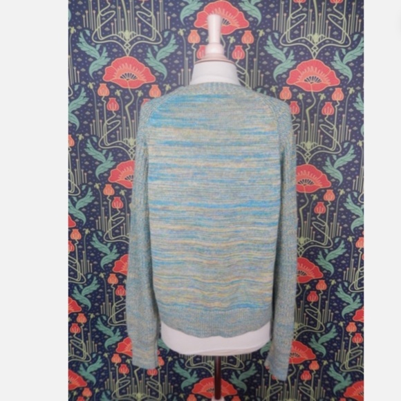 Anthropologie Giada Watercolor Tie Dye Green Turquoise Blue Cotton Sweater - Picture 7 of 7